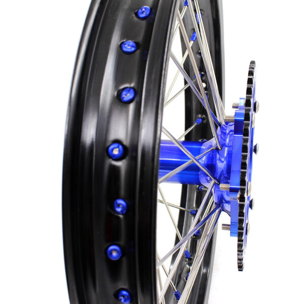 KKE 21"&18" Enduro Dirtbike Casting Wheels For YAMAHA YZ125 YZ250 1999-2016 YZ250F YZ450F 2003-2015 Blue Nipples With Disc - Image 12