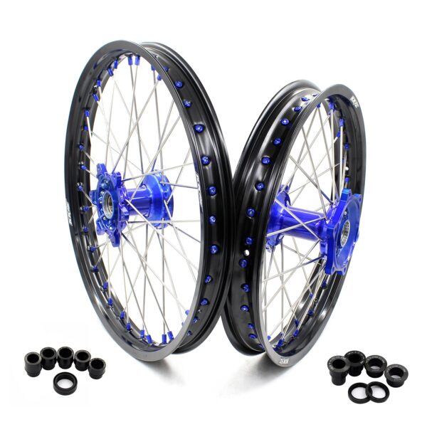 KKE 21"&18" Enduro Dirtbike Wheels For YAMAHA YZ125 YZ250 YZ250F YZ450F Blue Nipples