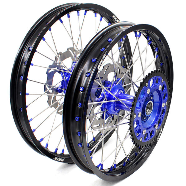 KKE 21"&18" Enduro Dirtbike Casting Wheels For YAMAHA YZ125 YZ250 1999-2016 YZ250F YZ450F 2003-2015 Blue Nipples With Disc - Image 2