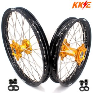 KKE 21″ 18″ Enduro Wheels Rims For SUZUKI DRZ400SM 2005-2024 Gold Hub