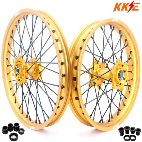 KKE 21 & 19 Gold Rims For Suzuki RM125 2001-2007 RM250 2001-2008 Off Road Wheels - Image 24