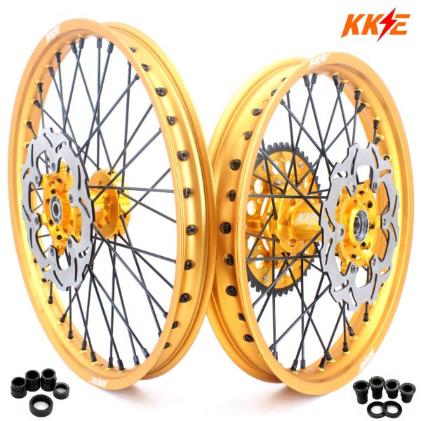KKE 21 & 19 Gold Rims For Suzuki RM125 2001-2007 RM250 2001-2008 Off Road Wheels - Image 13