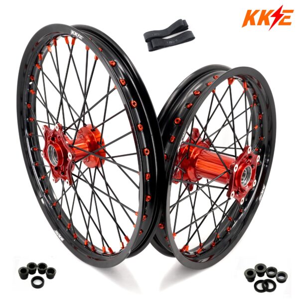 KKE 21" 18" Cast Enduro Wheels For KTM EXC EXC-F EXC-E 2003-2024 Black Spokes