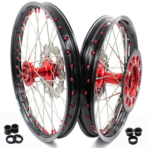 KKE 21&18 21&19 Casting Wheels for HONDA CR125R 1998 CR250R 1997-2001 Red Nipples - Image 2